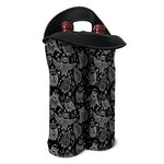 Black And White Owl Pattern Print Double Neoprene Wine Tote