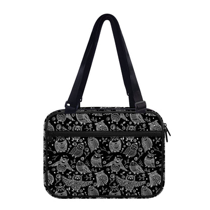 Black And White Owl Pattern Print Double Strap Bible Bag
