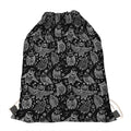 Black And White Owl Pattern Print Drawstring Bag