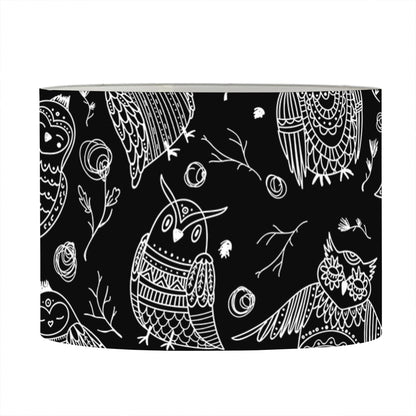 Black And White Owl Pattern Print Drum Lamp Shade