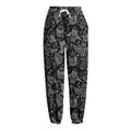 Black And White Owl Pattern Print Fleece Lined Knit Pants