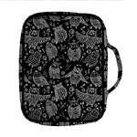 Black And White Owl Pattern Print Front Pocket Bible Bag