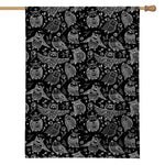 Black And White Owl Pattern Print House Flag