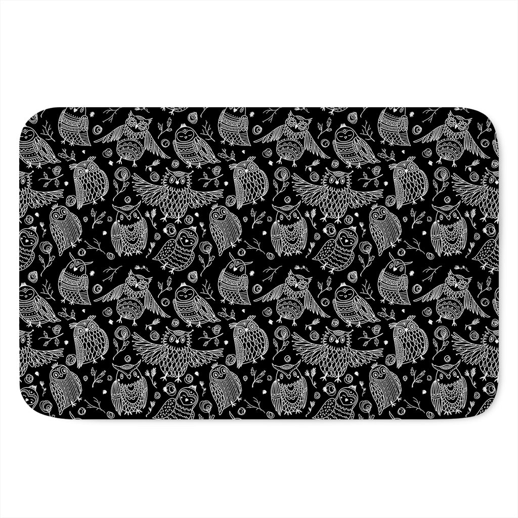Black And White Owl Pattern Print Indoor Door Mat