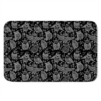 Black And White Owl Pattern Print Indoor Door Mat