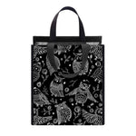 Black And White Owl Pattern Print Insulated Lunch Tote