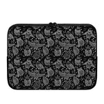 Black And White Owl Pattern Print Laptop Sleeve