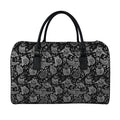 Black And White Owl Pattern Print Leather Duffel Bag