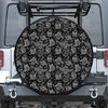 Black And White Owl Pattern Print Leather Spare Tire Cover