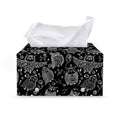 Black And White Owl Pattern Print Leather Tissue Box Cover