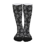Black And White Owl Pattern Print Long Socks