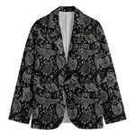 Black And White Owl Pattern Print Men's Blazer
