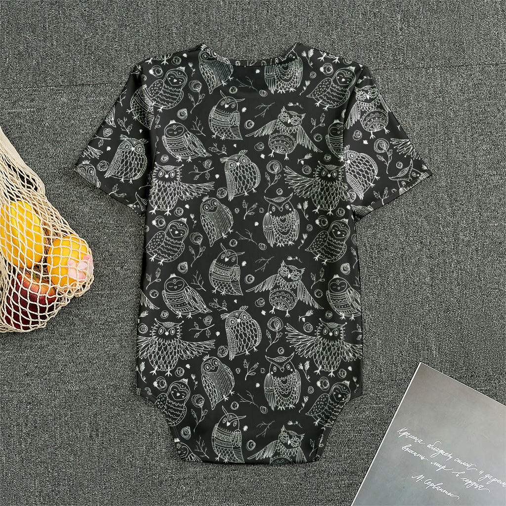 Black And White Owl Pattern Print Men's Bodysuit
