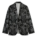 Black And White Owl Pattern Print Men's Cotton Blazer