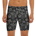 Black And White Owl Pattern Print Men's Long Boxer Briefs
