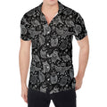Black And White Owl Pattern Print Men's Shirt