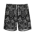 Black And White Owl Pattern Print Men's Athletic Shorts