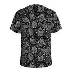 Black And White Owl Pattern Print Men's Sports T-Shirt