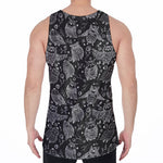 Black And White Owl Pattern Print Men's Velvet Tank Top