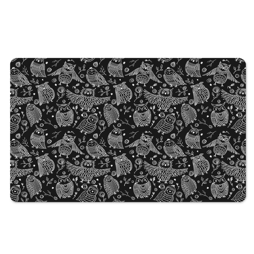 Black And White Owl Pattern Print Polyester Doormat