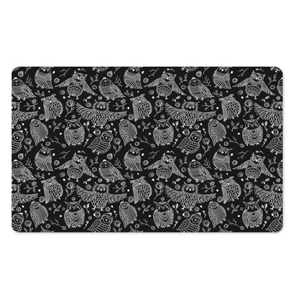 Black And White Owl Pattern Print Polyester Doormat