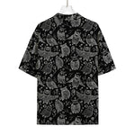 Black And White Owl Pattern Print Rayon Hawaiian Shirt