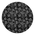 Black And White Owl Pattern Print Round Blanket