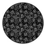 Black And White Owl Pattern Print Round Floor Mat