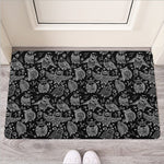 Black And White Owl Pattern Print Rubber Doormat