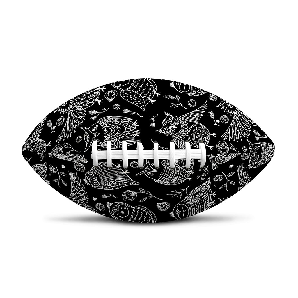 Black And White Owl Pattern Print Rugby Ball