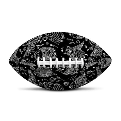 Black And White Owl Pattern Print Rugby Ball