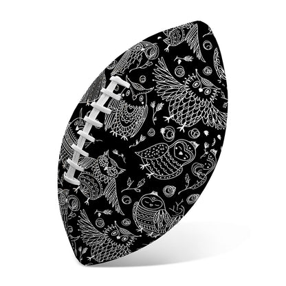 Black And White Owl Pattern Print Rugby Ball