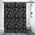 Black And White Owl Pattern Print Shower Curtain