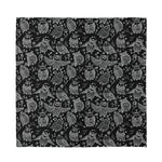 Black And White Owl Pattern Print Silk Bandana
