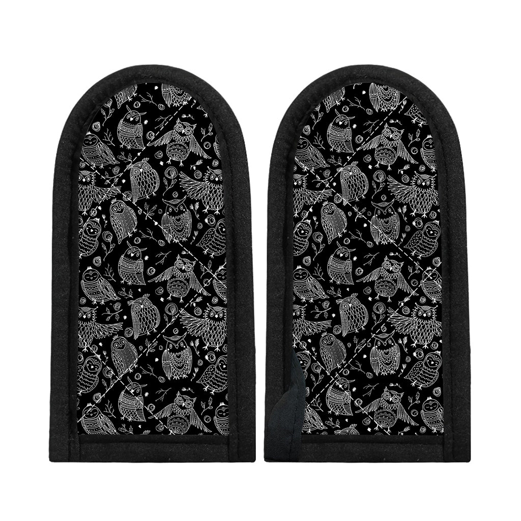 Black And White Owl Pattern Print Skillet Handle Cover
