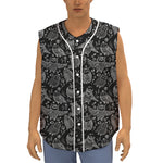 Black And White Owl Pattern Print Sleeveless Baseball Jersey