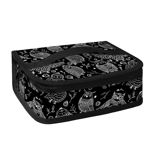 Black And White Owl Pattern Print Small Lunch Bag
