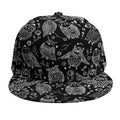 Black And White Owl Pattern Print Snapback Cap