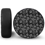 Black And White Owl Pattern Print Tire Cover