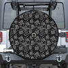 Black And White Owl Pattern Print Tire Cover With Camera Hole