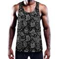 Black And White Owl Pattern Print Men's Workout Tank Top
