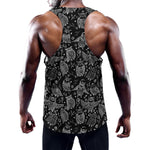 Black And White Owl Pattern Print Training Tank Top