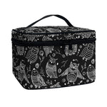 Black And White Owl Pattern Print Travel Makeup Bag