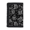 Black And White Owl Pattern Print Trifold Wallet