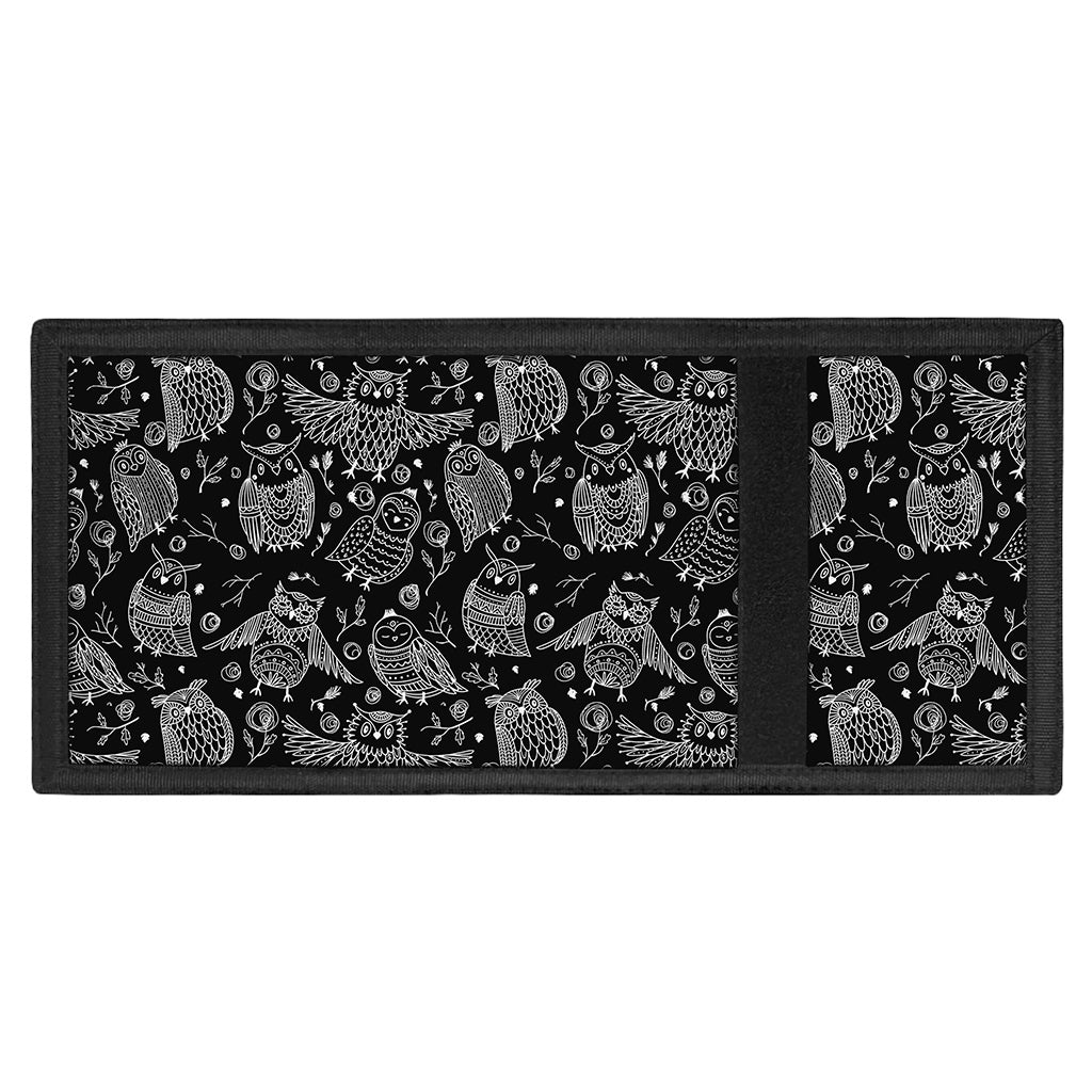 Black And White Owl Pattern Print Trifold Wallet