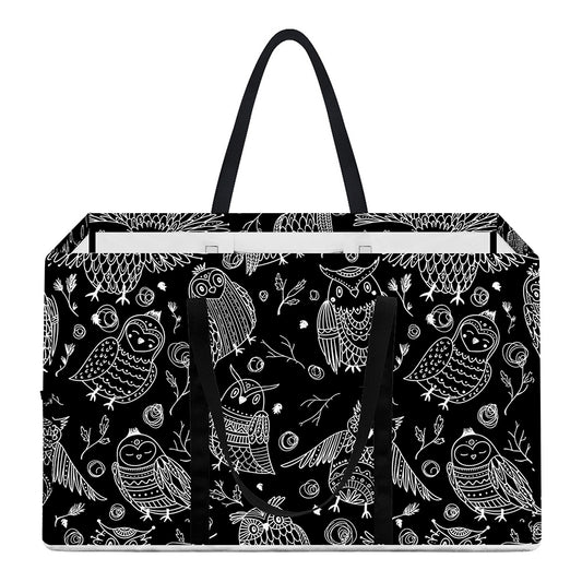 Black And White Owl Pattern Print Utility Tote Bag