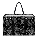 Black And White Owl Pattern Print Utility Tote Bag