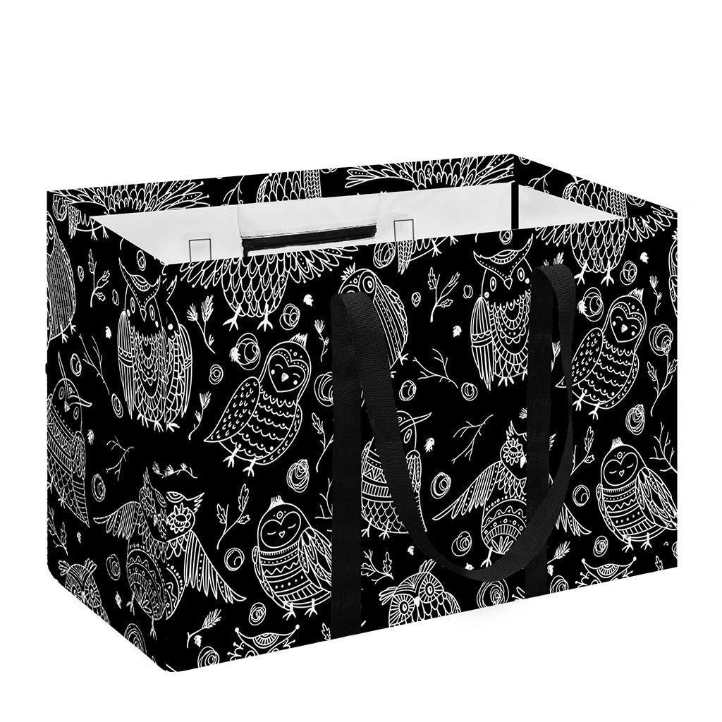 Black And White Owl Pattern Print Utility Tote Bag