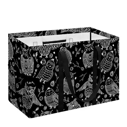 Black And White Owl Pattern Print Utility Tote Bag