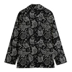 Black And White Owl Pattern Print Women's Blazer